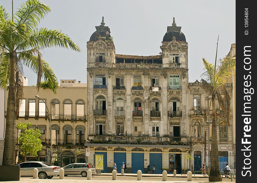 A classic brazilian colonial style in a building at Rio de Janeiro City. During the colonial period, colonists imported stylistic currents of Europe to the colony, adapting them to the material conditions and socio-economic areas as this representative example. A classic brazilian colonial style in a building at Rio de Janeiro City. During the colonial period, colonists imported stylistic currents of Europe to the colony, adapting them to the material conditions and socio-economic areas as this representative example.