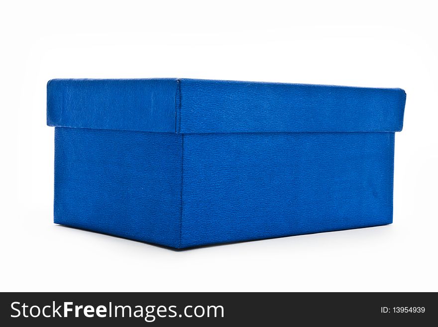 Blue textured gift box isolated on white. Blue textured gift box isolated on white