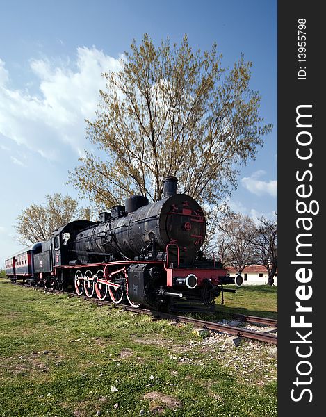 Train and steam locomotive in Edirne, Turkey