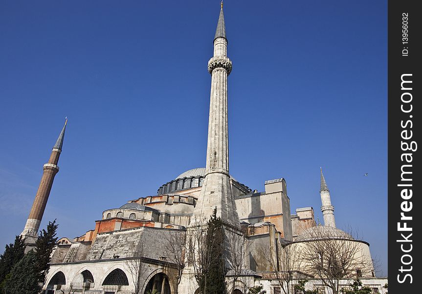 The ancient church of Hagia Sophia, old basilica of Byzantine Empire. The ancient church of Hagia Sophia, old basilica of Byzantine Empire