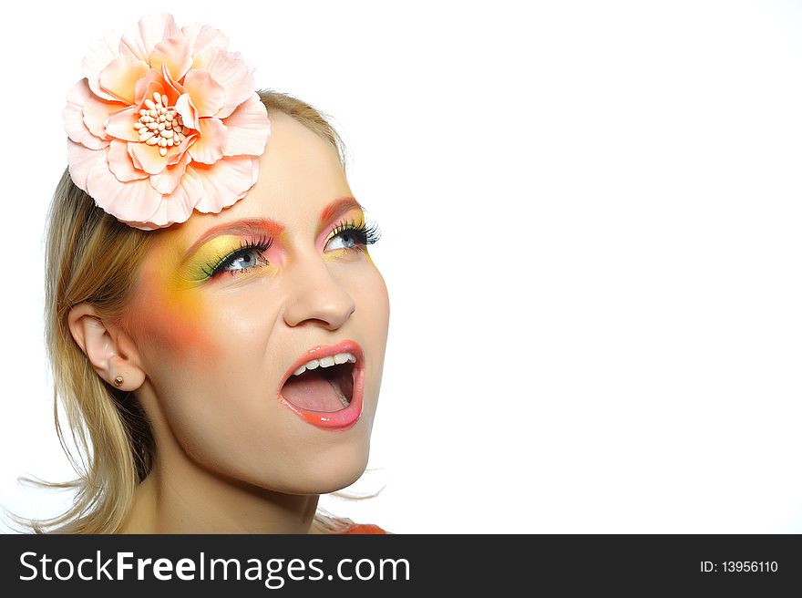 Screaming Woman With Creative Eye Make-up