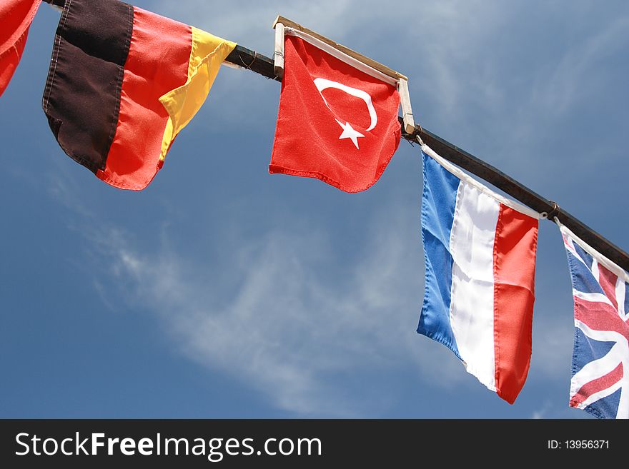 International flags bowing in the wind. International flags bowing in the wind