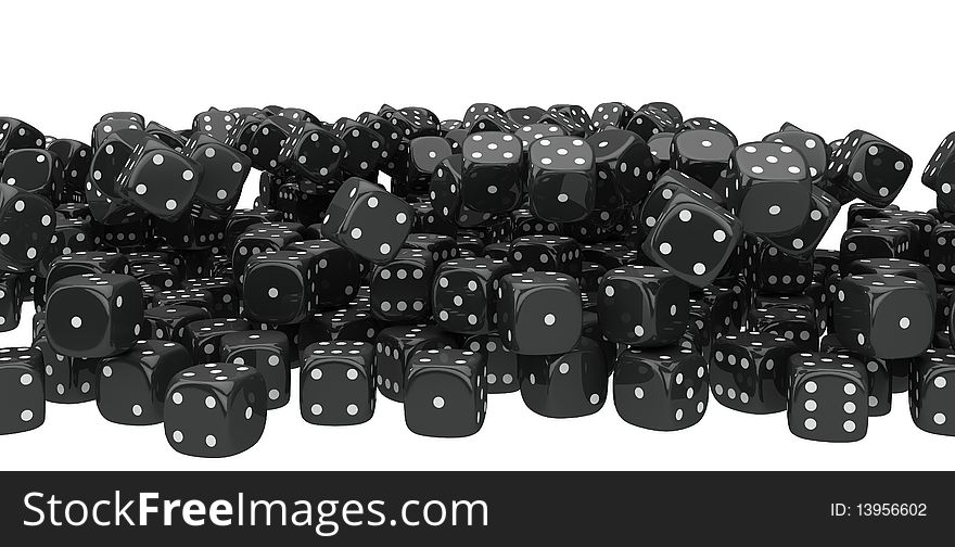 Black playing dice, put in a bunch. 3d render. Black playing dice, put in a bunch. 3d render