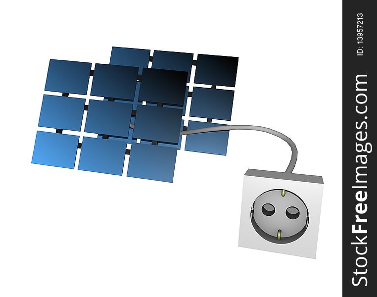 An plug ith an cable to two solar fields. An plug ith an cable to two solar fields