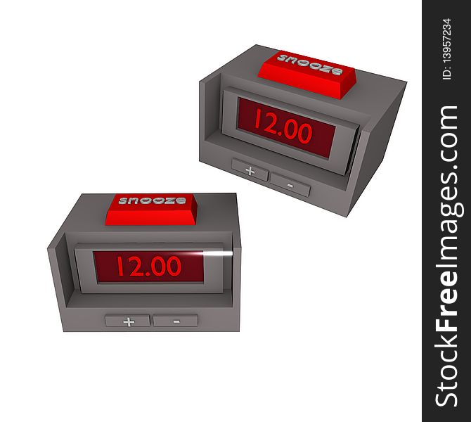 An 3d Alarm clock at 12 pm. An 3d Alarm clock at 12 pm