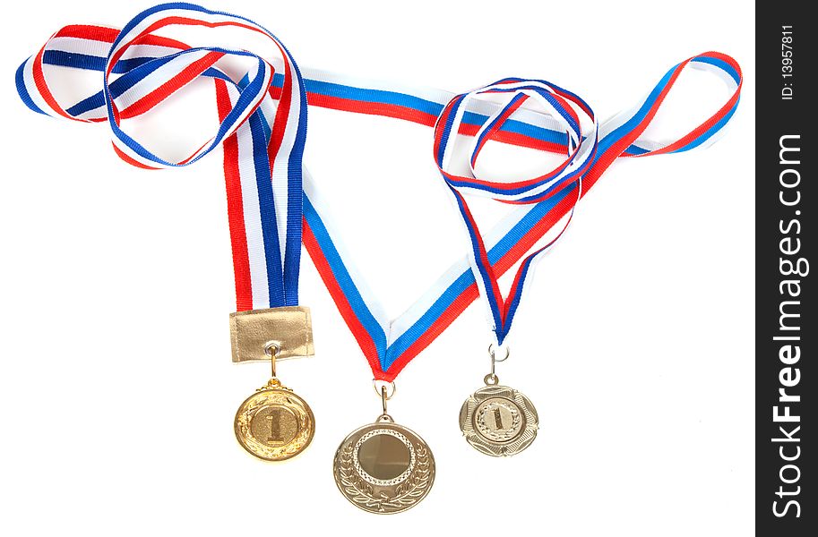 Three medals for first place with tape