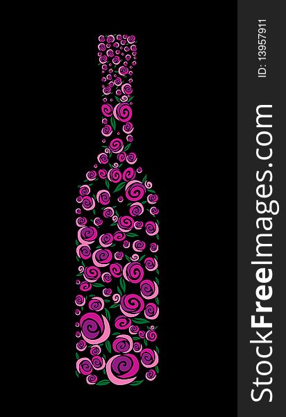 Vector modern colorful background with bottle shape from flowers