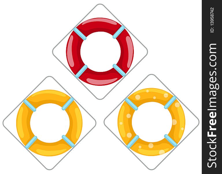 Illustration of isolated lifebuoy ring on white background