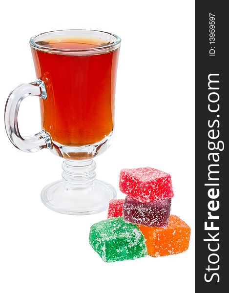 Colour sweets and a tea glass