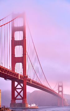 Golden Gate Bridge At Sunrise, San Francisco, California Stock Photography
