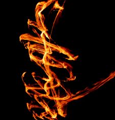 Fire On Black Background. Fire Dance. Stock Photos