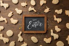 Easter Gingerbread Cookies. Eggs And Rabbits. Top View Stock Images