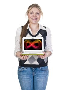 Attractive Blond Woman With Laptop Stock Images Attractive Blond Woman With Laptop Stock Images
