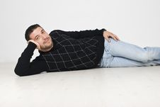 Free Cool Man Lying Down On Floor Royalty Free Stock Photo - 13967005