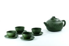 Ceramic Teapot And Teacups Stock Photo