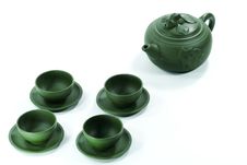 Ceramic Teapot And Teacups Stock Photo