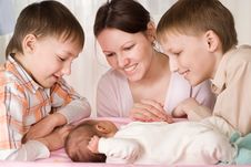Mother With Three Children Royalty Free Stock Image