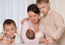 Mother With Three Children Royalty Free Stock Image