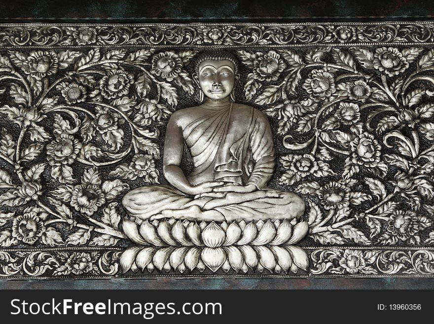 Pattern Of Buddha Image  On Wall Of Temple
