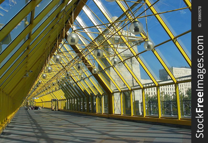 A bridge with a glass roof in Mocow, Russia. A bridge with a glass roof in Mocow, Russia