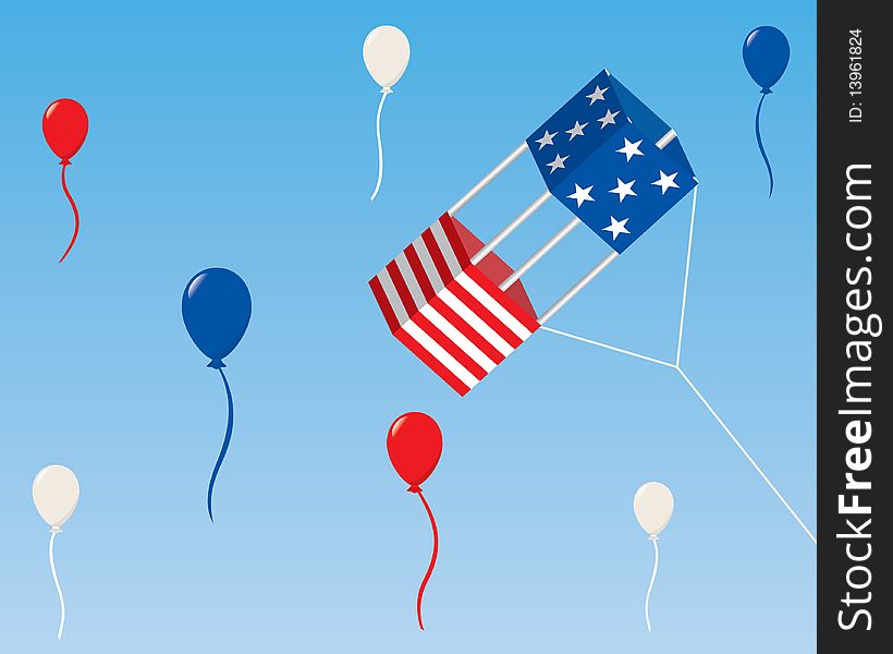 American Box Kite With Balloons