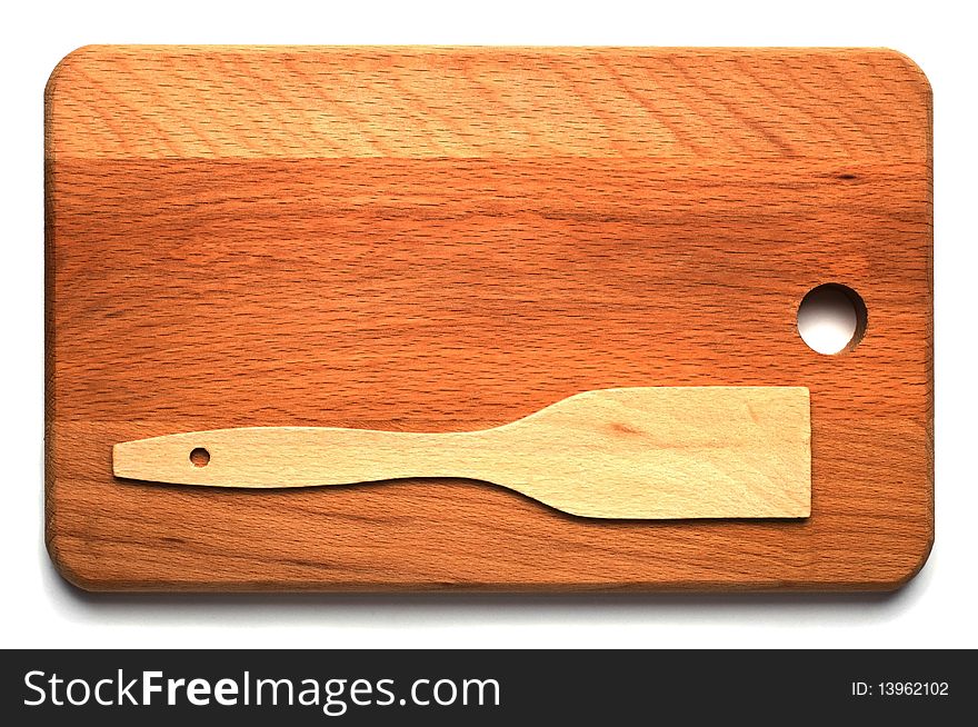 Hardboard and trowel the top view isolated on a white background