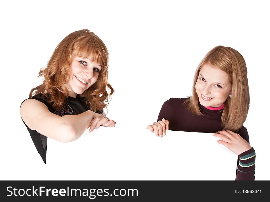 Two Girls With White Paper In Hands
