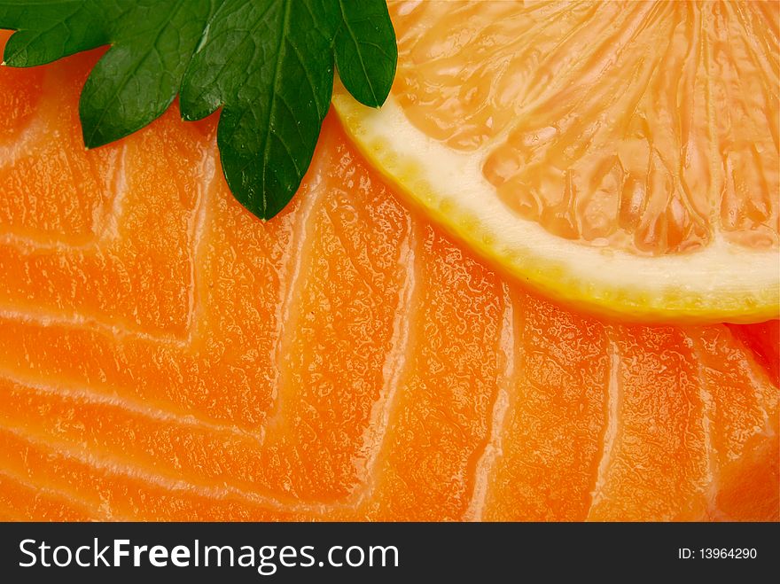 Close up of fresh salmon with lemon. Close up of fresh salmon with lemon