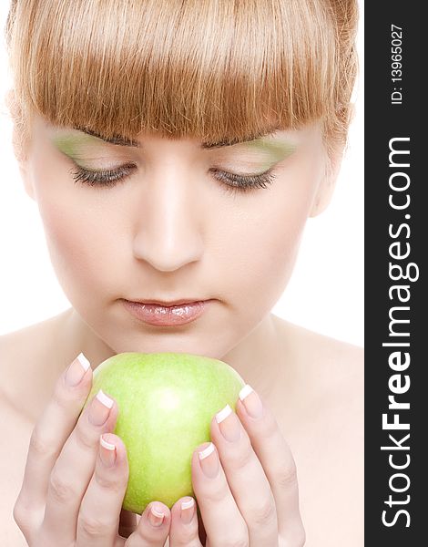 Smiling Girl With Green Apple