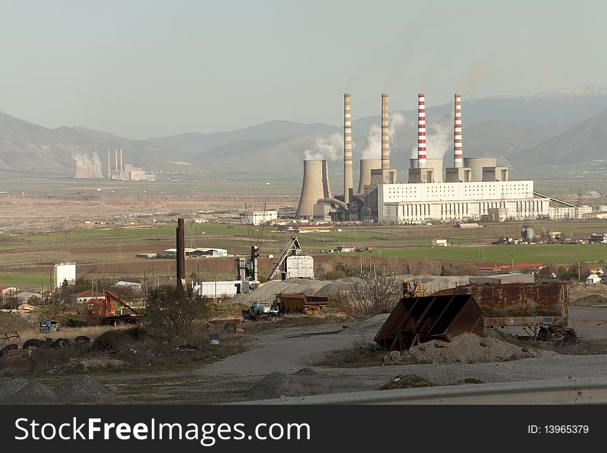 Giant Power Station in Greece. Ptolemaida