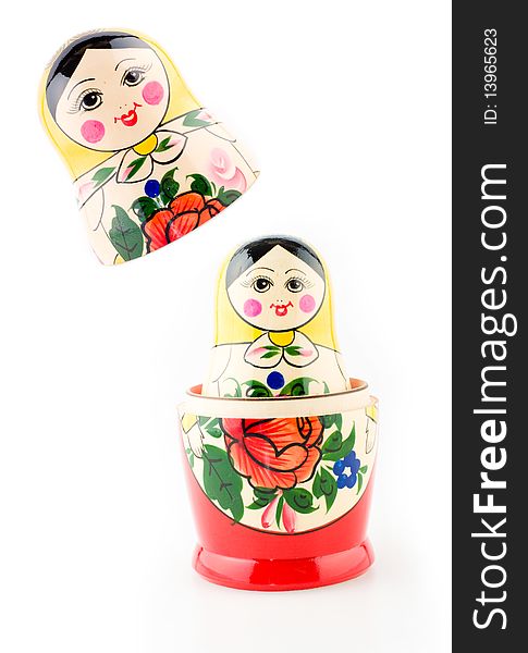 Matryoshka doll on the white