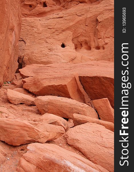 Red rock formation in the desert at Valley of Fire