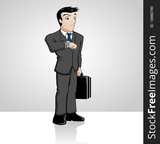 Vector image of a cartoon businessman waiting