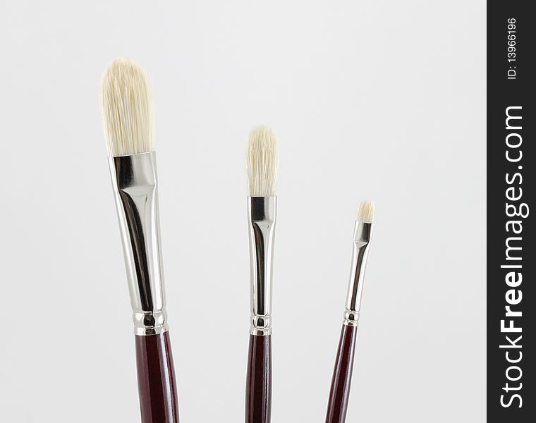 Closeup of an arrangement of fine artist brushes