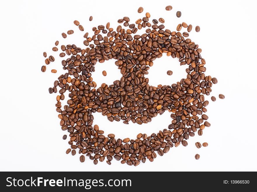 Series. coffee-beens background. Face