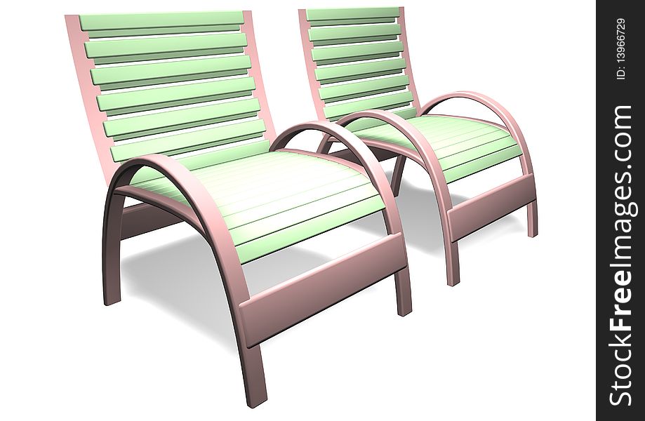 3D rendered deck chair, can be used for print or web. 3D rendered deck chair, can be used for print or web
