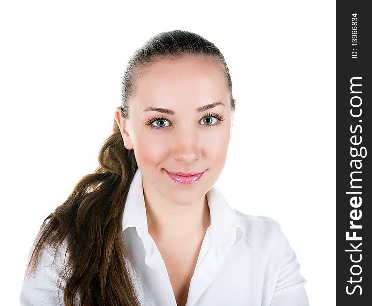 Attractive businesswoman isolated on a white background