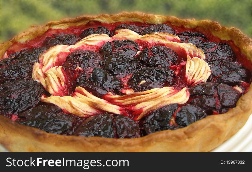 Tart with apples and damsons. Tart with apples and damsons