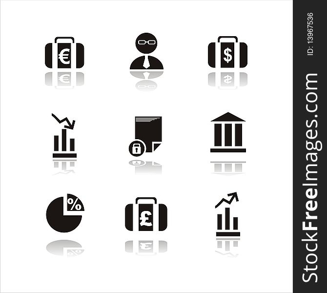Set of 9 black finance icons. Set of 9 black finance icons