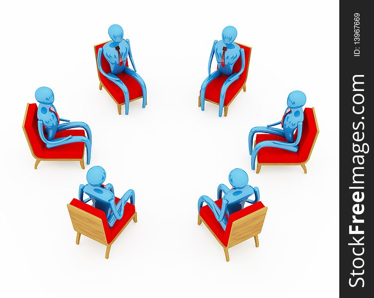 People Having A Meeting on white background