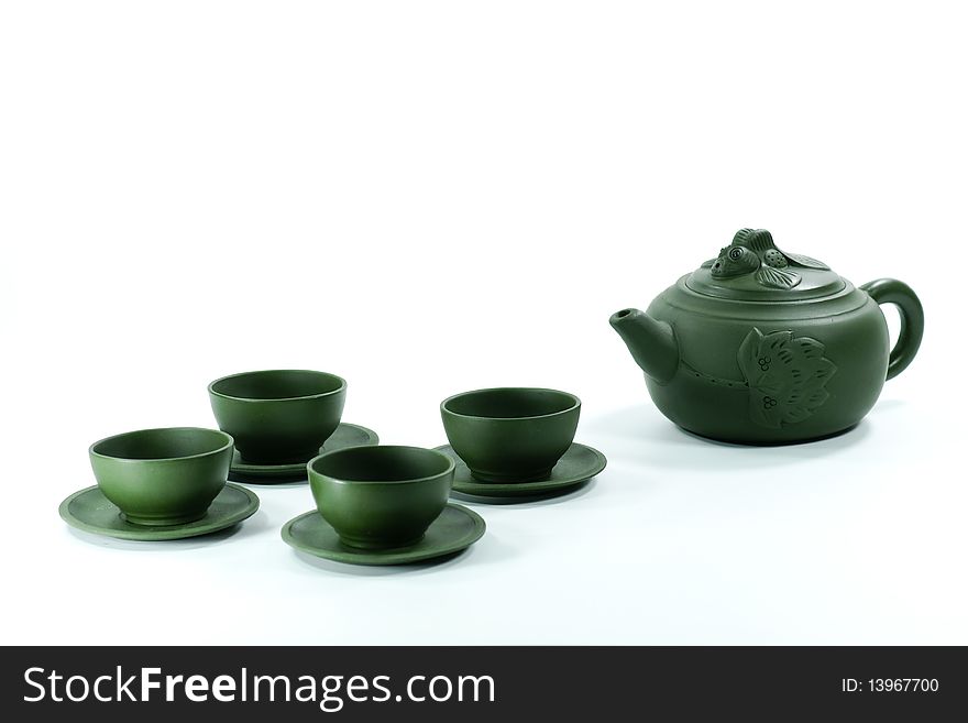 Teapot and teacups made in China. Teapot and teacups made in China