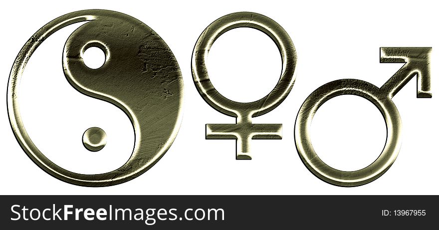 Grunge male and female symbols.