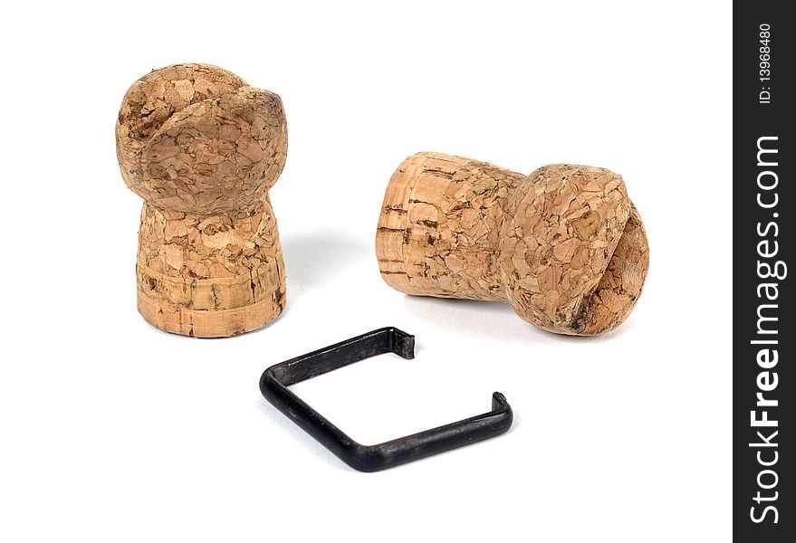 Corks for bottles of champagne on a white. Corks for bottles of champagne on a white