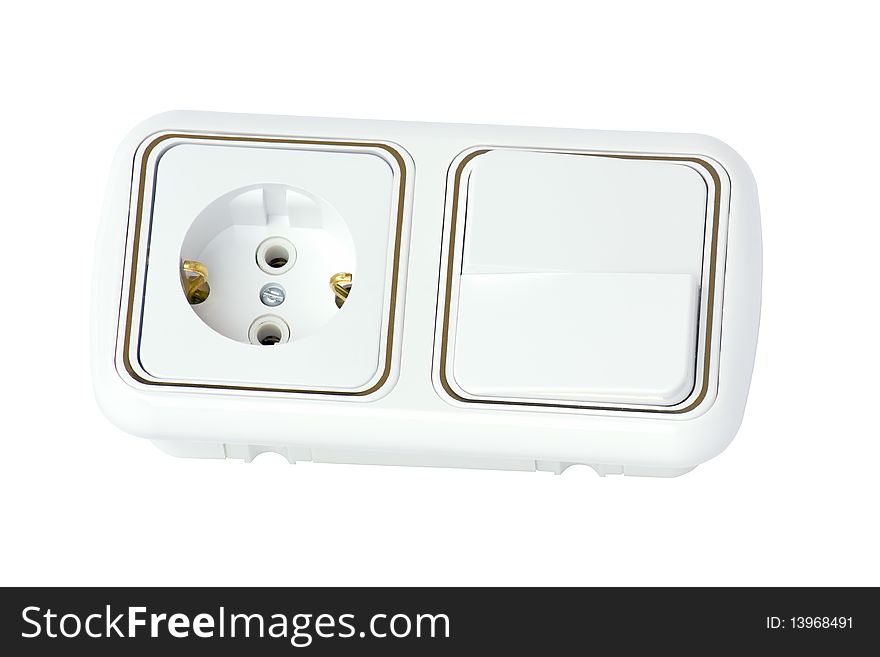 Socket and switch, isolated on a white background.