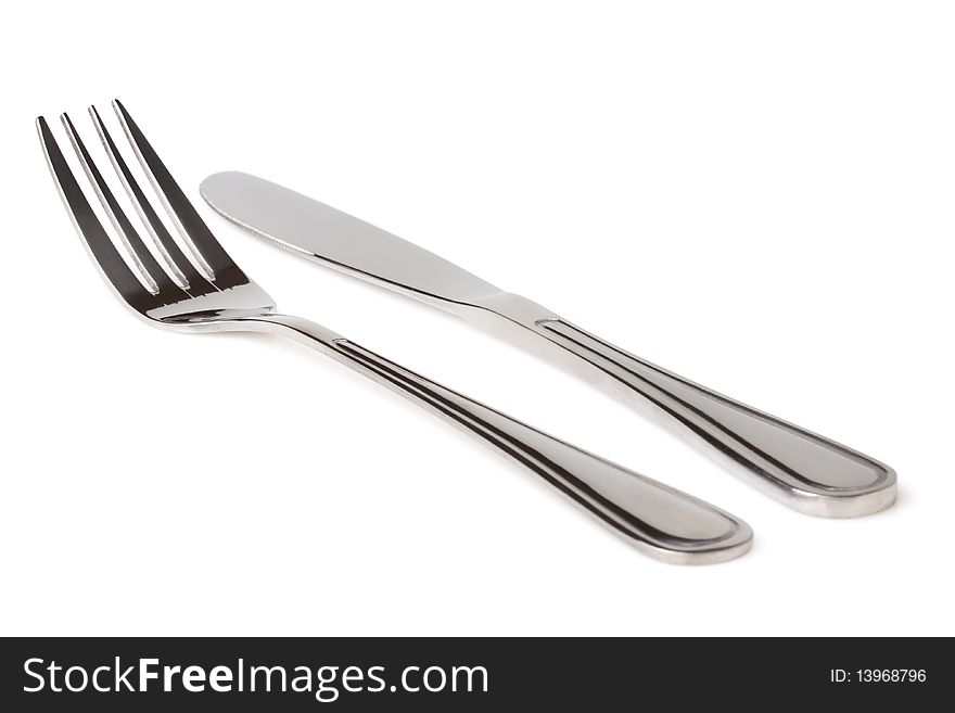 Knife and Fork on a white background.