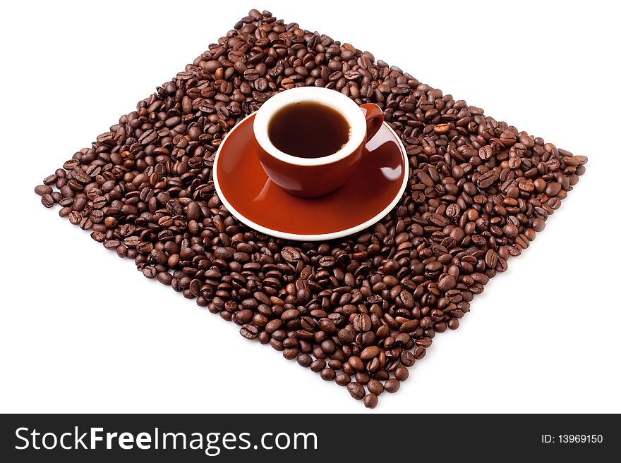 Cup of coffee and Coffee beans