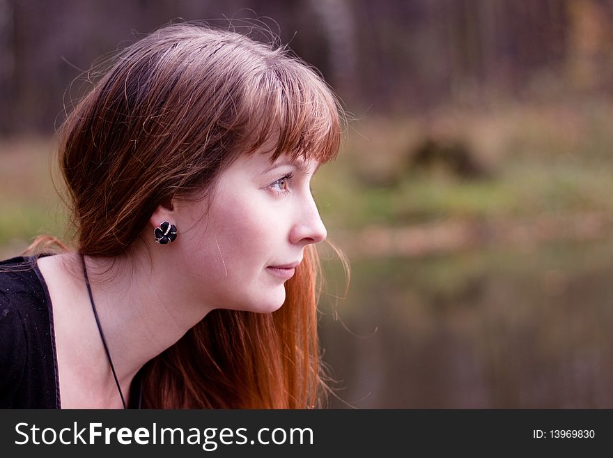 Portrait of  rigorous lady in black dress. Portrait of  rigorous lady in black dress