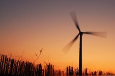 Electric Windmill At Sunset Royalty Free Stock Image Electric Windmill At Sunset Royalty Free Stock Image