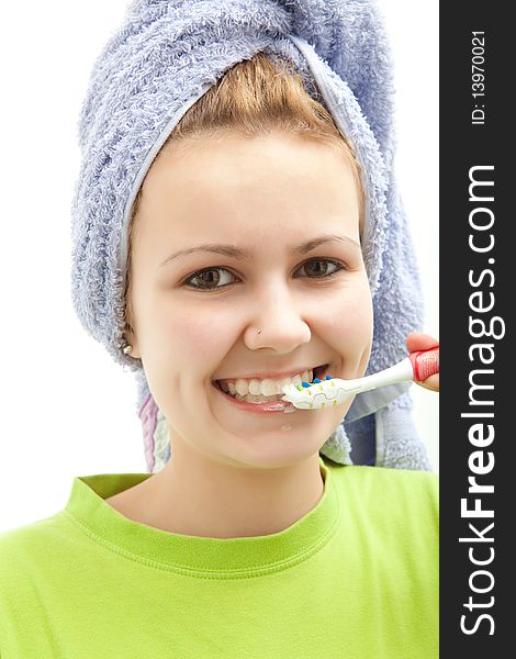 Young Woman End Toothbrush