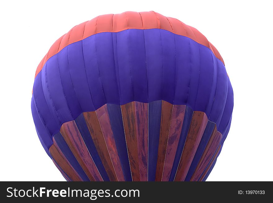 Red blue hot air balloon in white background